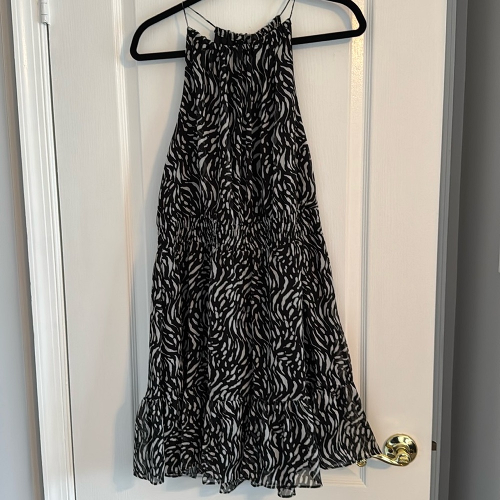 Nine West Black/White Halter Mini Dress, Size L